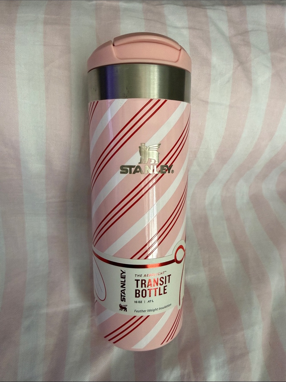 Stanley Pink and Red Striped Transit Bottle